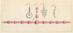 Disegno, Progetti per una collana e quattro orecchini da Unknown